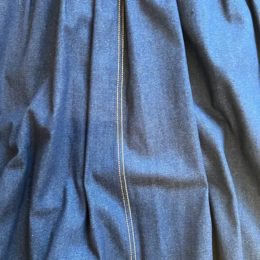 Vintage Sag Harbor Denim Midi Skirt Made in USA med wash sz 13/14